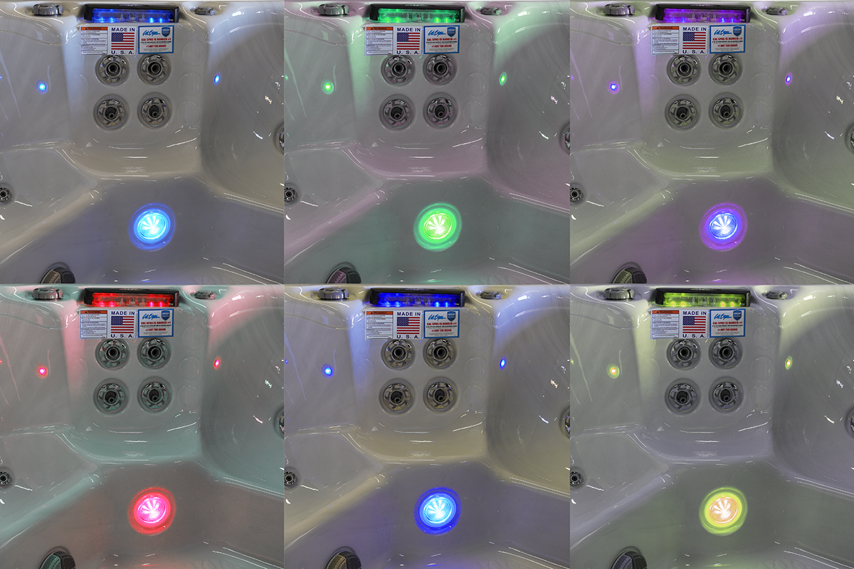 mosaic photograph of color options of Multi-Color LED Spa Light